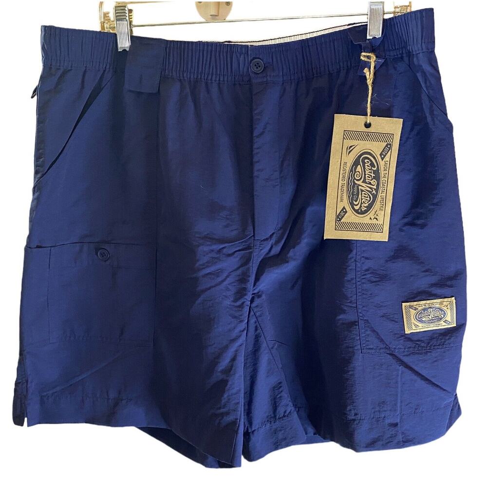 Gorpcore Coastal Waters Mens Size 40 Navy Beach Embroidered Logo Shorts